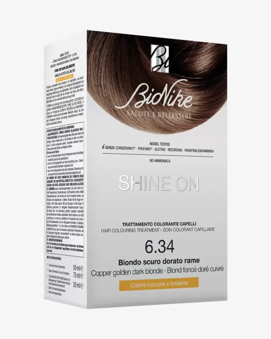 SHINE ON vopsea fara PPD pentru colorarea parului 6.34 copper golden dark blonde