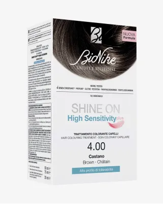 SHINE ON HS PLUS vopsea permanenta de par fara PPD, PPT culoare CASTANO 4.00 75 ml + 50 ml