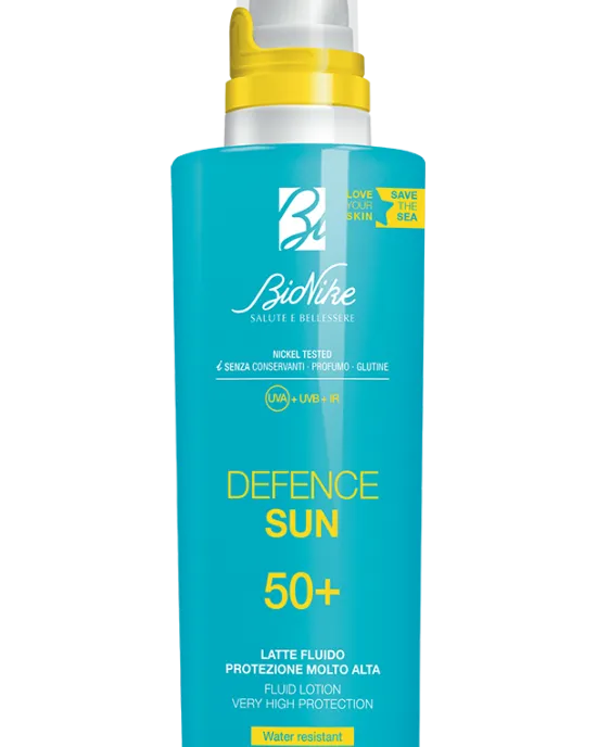 DEFENCE SUN 50+ Lotiune solara fluida cu protectie foarte inalta sticla 200 ml, promo